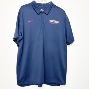 Nike Dri-Fit Gonzaga Basketball Bulldogs Navy Blue Polo Short Sleeve Shirt XXL